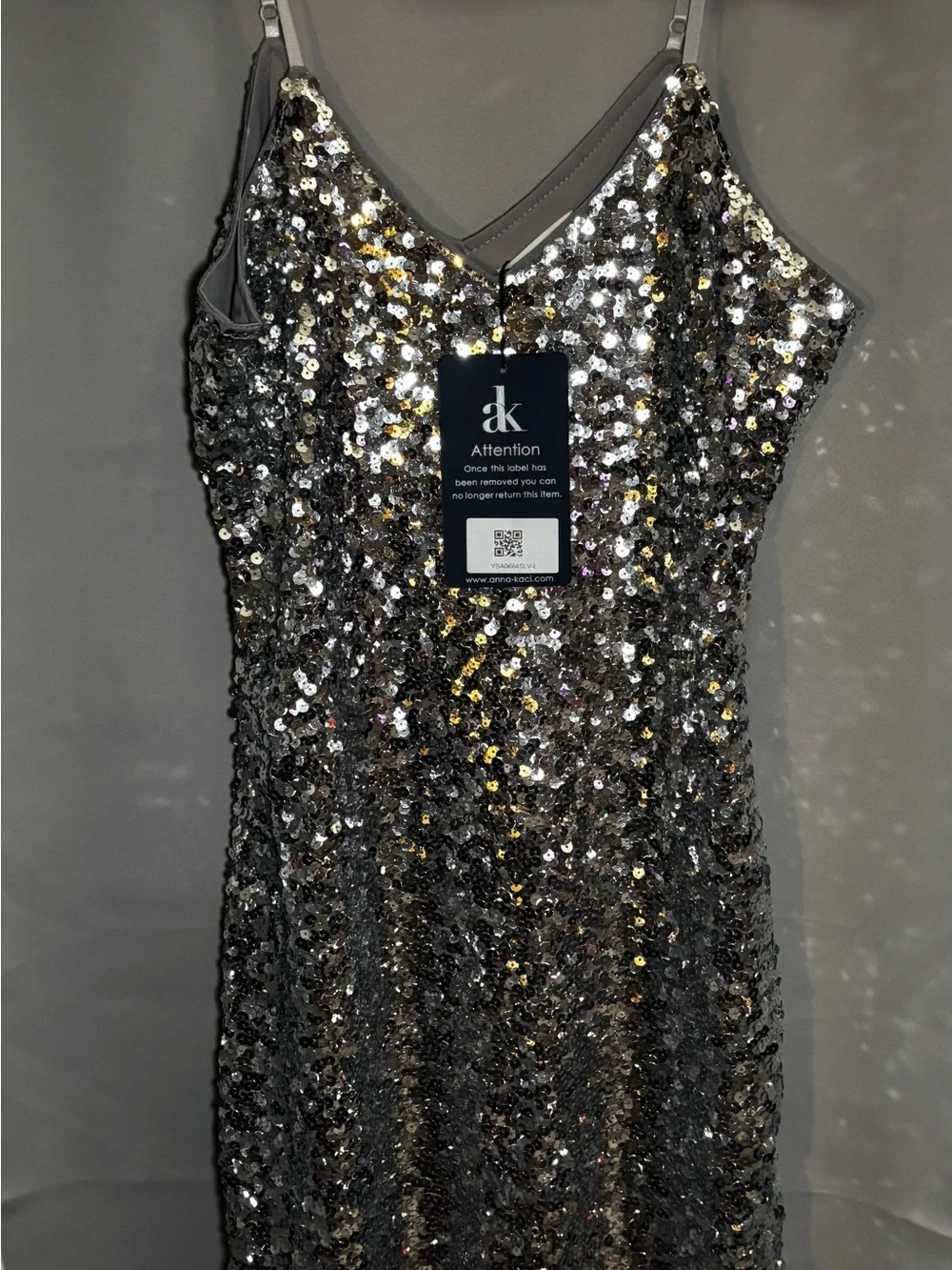 Silver Sequin Strapless Slip Dress